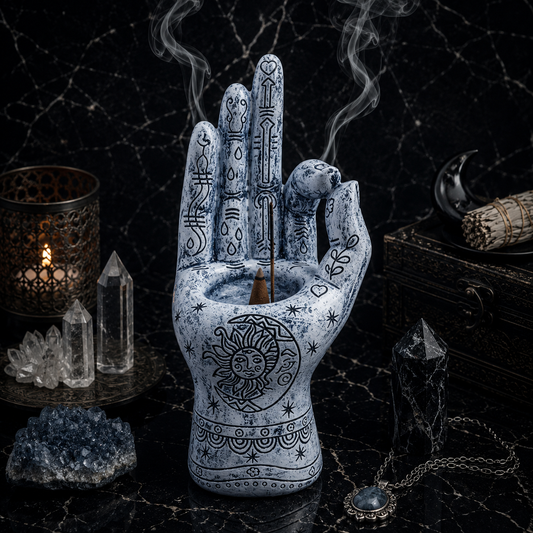 The Hand of Wisdom Incense Burner - Porcelain Blue