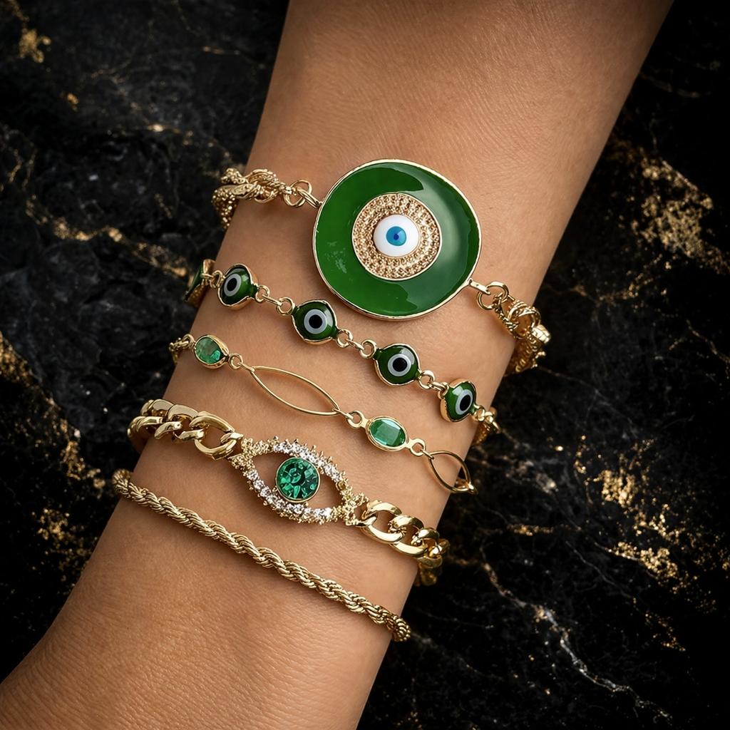 Green Evil Eye Protection Bracelet