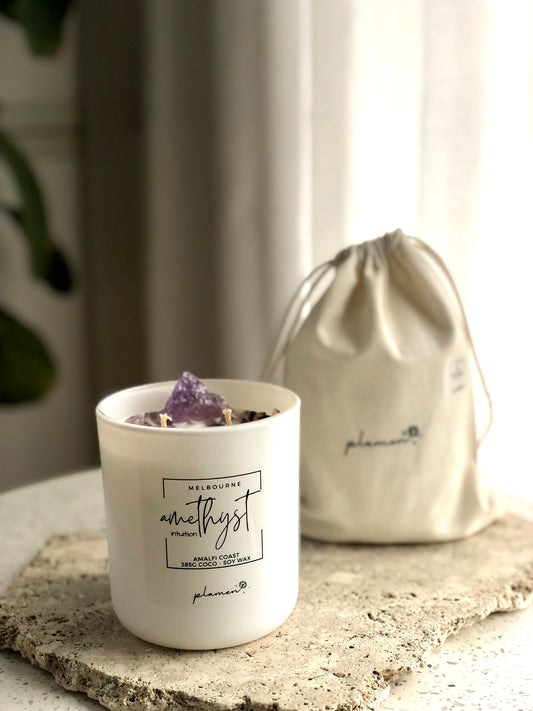 XL TWO WICK AMETHYST CRYSTAL INFUSED CANDLE
