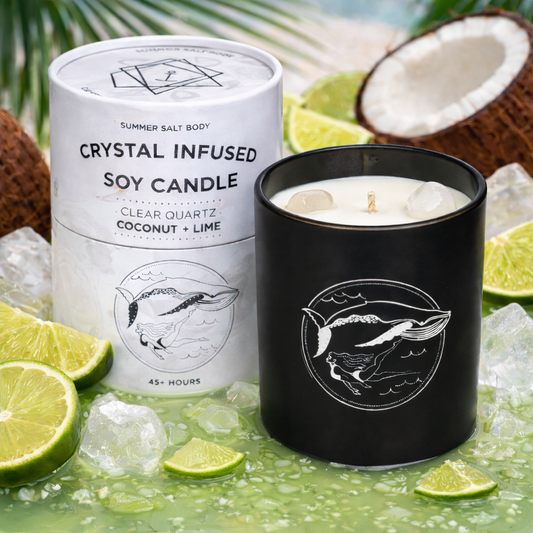 Crystal Infused Soy Candle - Clear Quartz x Coconut & Lime