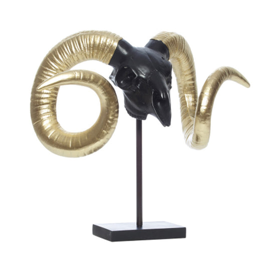 UTAH RESIN BLACK & GOLD RAM SKULL
